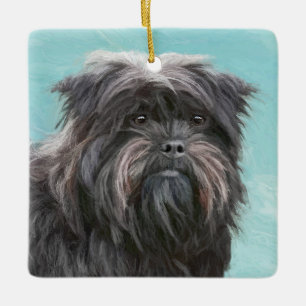 Ornamento De Cerâmica Pintura Affenpinscher - Arte Cachorro Original
