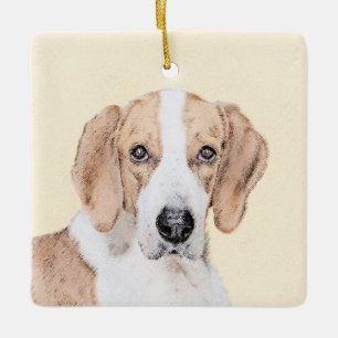 Ornamento De Cerâmica Pintura Americana de Foxhound - Arte Cachorro Orig
