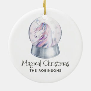 Ornamento De Cerâmica Pintura aquarela Unicórnio Glitter Natal