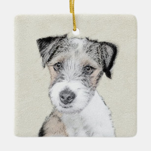Ornamento De Cerâmica Pintura áspera de Russell Terrier - arte original