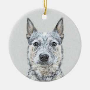Ornamento De Cerâmica Pintura Australiana de Cães de Gado - Arte Origin