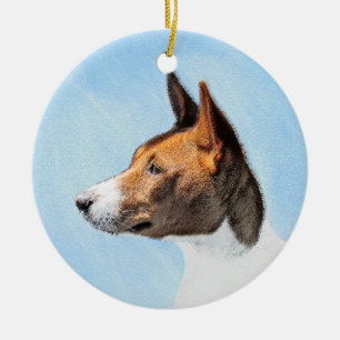 Ornamento De Cerâmica Pintura Basenji - Arte Original Bonita