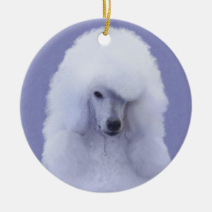 Ornamento De Cerâmica Pintura Branca de Poodle Padrão - Arte Cão Origi