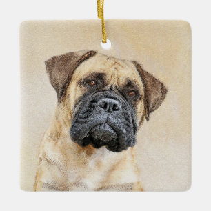 Ornamento De Cerâmica Pintura Bullmastiff - Arte Cachorro Original Bonit
