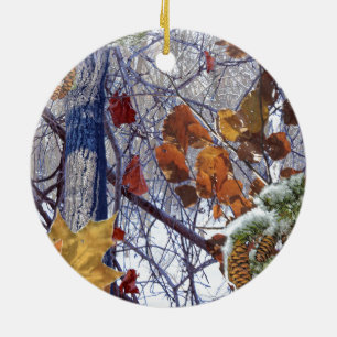 Ornamento De Cerâmica Pintura da Primeira Cena de Inverno da Neve