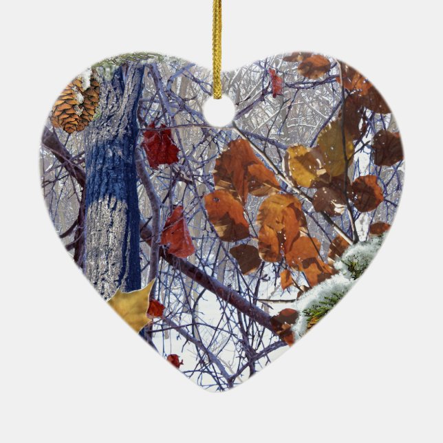 Ornamento De Cerâmica Pintura da Primeira Cena de Inverno da Neve (Verso)