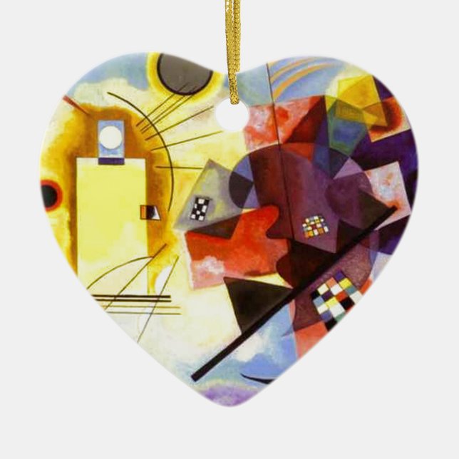 Ornamento De Cerâmica Pintura de Abstrato Amarelo Azul Kandinsky (Frente)