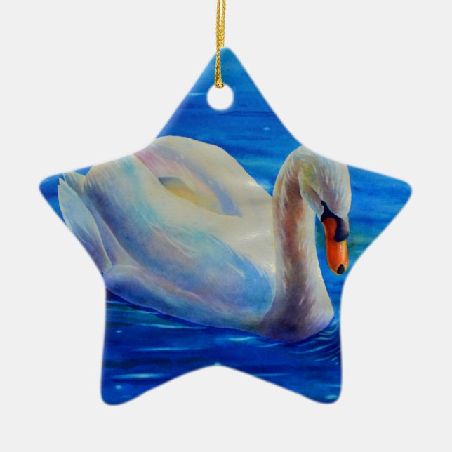 Ornamento De Cerâmica Pintura de aquarela branca elegante (Frente)