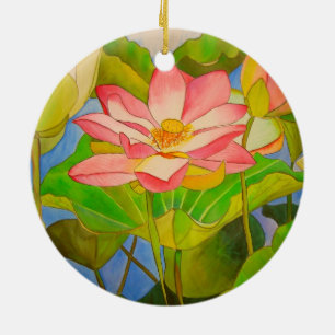 Ornamento De Cerâmica Pintura de aquarela, rosa lento