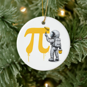 Ornamento De Cerâmica Pintura de astronauta legal símbolo Pi Dia do Pi
