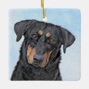 Ornamento De Cerâmica Pintura de Beauceron - Arte de Cão Original Bonit