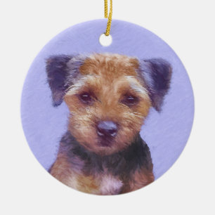 Ornamento De Cerâmica Pintura de Borda Terrier - Arte de Cachorro Origin