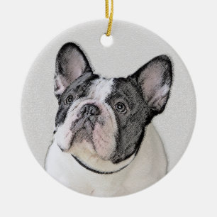 Ornamento De Cerâmica Pintura de Bulldog Francês (Brindle Pied) - Arte C