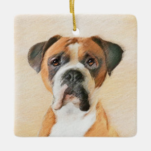 Ornamento De Cerâmica Pintura De Cachorro Descortada Arte Animal Origina