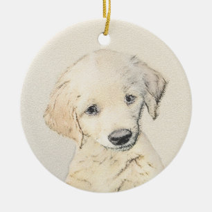 Ornamento De Cerâmica Pintura De Cachorro Para Retriever De Ouros - Arte