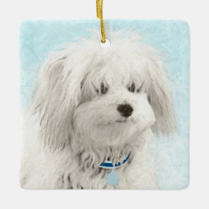 Ornamento De Cerâmica Pintura de Coton de Tulear - Arte de Cão Original