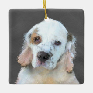 Ornamento De Cerâmica Pintura de Espanhol Clumber - Arte de Cachorro Ori