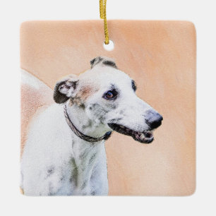 Ornamento De Cerâmica Pintura de Greyhound - Arte de Cachorro Original