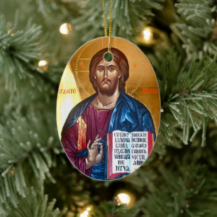 Ornamento De Cerâmica Pintura de Jesus Cristo Pantocrator