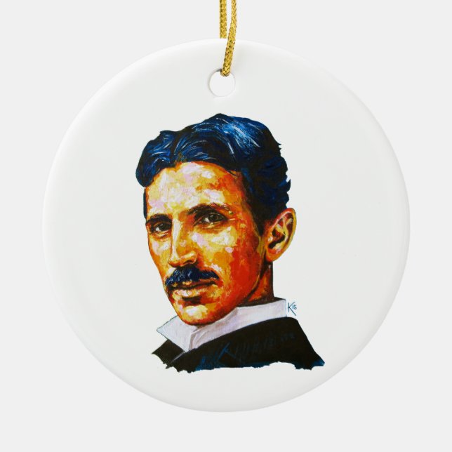 Ornamento De Cerâmica Pintura de Nikola Tesla (Frente)