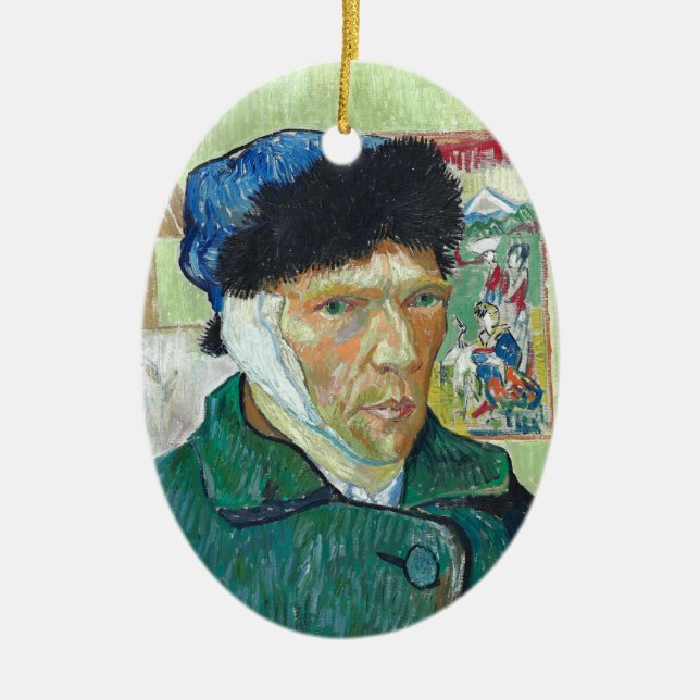 Ornamento De Cerâmica Pintura de Orelha Bandada do autorretrato Van Gogh (Frente)