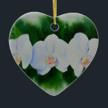 Ornamento De Cerâmica Pintura de orquídea branca Elegante tropical<br><div class="desc">pintura orquídea romântica elegante branca e romântica de H cooper</div>