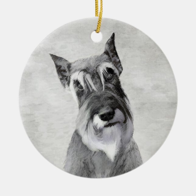 Ornamento De Cerâmica Pintura de Schnauzer (Giant) - Arte Canina (Frente)