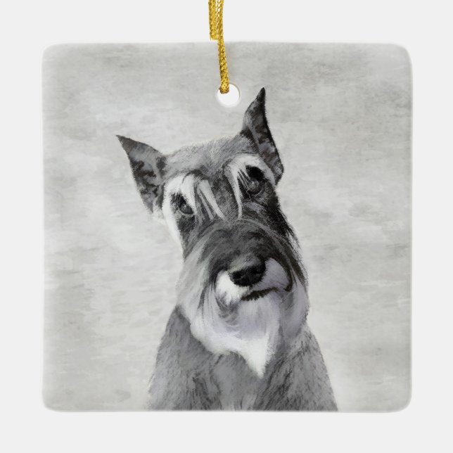 Ornamento De Cerâmica Pintura de Schnauzer (Giant) - Arte Canina (Frente)