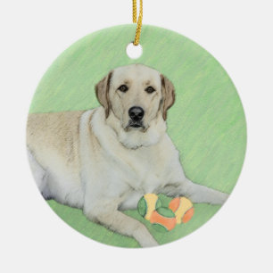 Ornamento De Cerâmica Pintura de Tênis e Retriever Amarelo