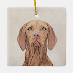 Ornamento De Cerâmica Pintura de Vizsla - Arte Cão Original Bonita
