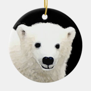 Ornamento De Cerâmica Pintura do Cubo do Urso Polar - Arte Original da V