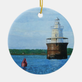 Ornamento De Cerâmica Pintura do Farol do Canal de Lubec