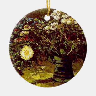 Ornamento De Cerâmica Pintura do vintage das flores das flores do vaso