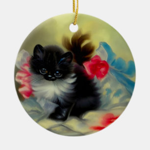 Ornamento De Cerâmica Pintura em branco e preto