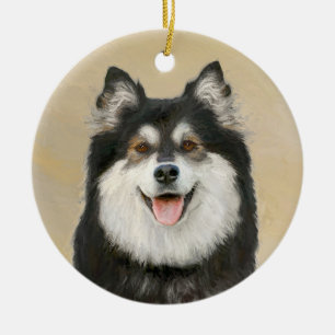 Ornamento De Cerâmica Pintura em Lapfund, Finlandês - Arte Cão Origina