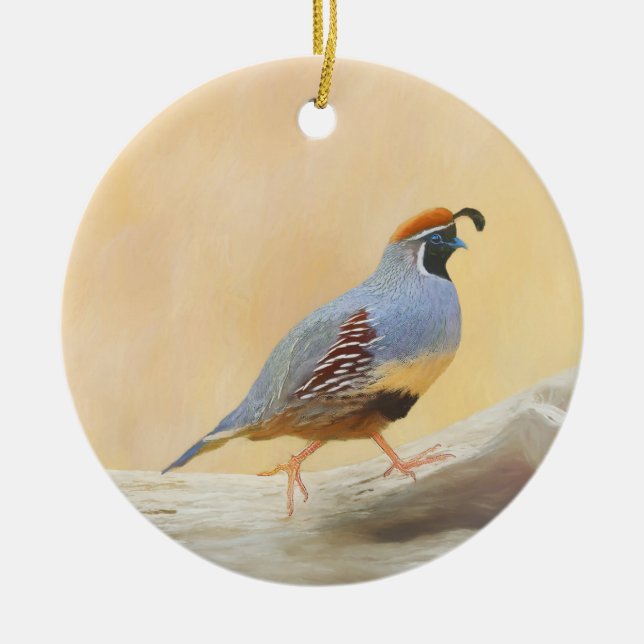 Ornamento De Cerâmica Pintura em Quail de Gambrel — Arte original sobre  (Frente)