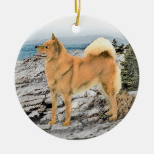 Ornamento De Cerâmica Pintura em Seashore - Arte Canina