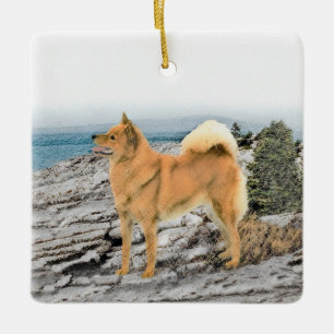 Ornamento De Cerâmica Pintura em Seashore - Arte Canina