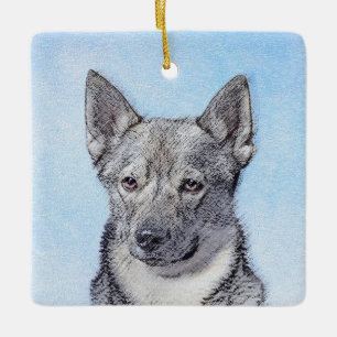 Ornamento De Cerâmica Pintura em Vallhund, na Suécia - Arte Cão Origin