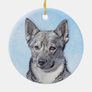 Ornamento De Cerâmica Pintura em Vallhund, na Suécia - Arte Cão Origin