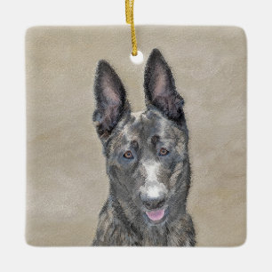 Ornamento De Cerâmica Pintura Holandesa de Pastores - Arte Cão Original