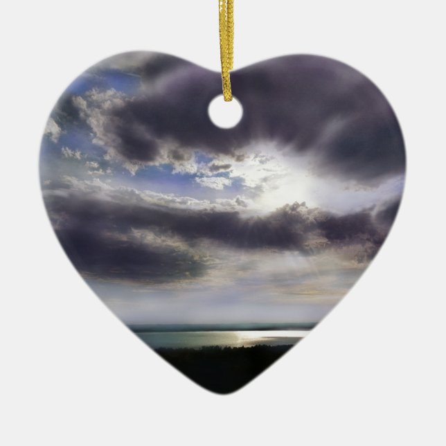 Ornamento De Cerâmica Pintura no oceano do nascer do sol (Frente)