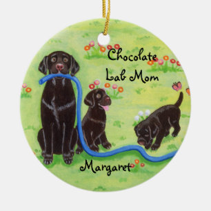 Ornamento De Cerâmica Pintura personalizada de Labradors do divertimento
