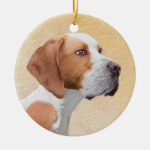 Ornamento De Cerâmica Pintura Ponteiro - Arte Cachorra Original