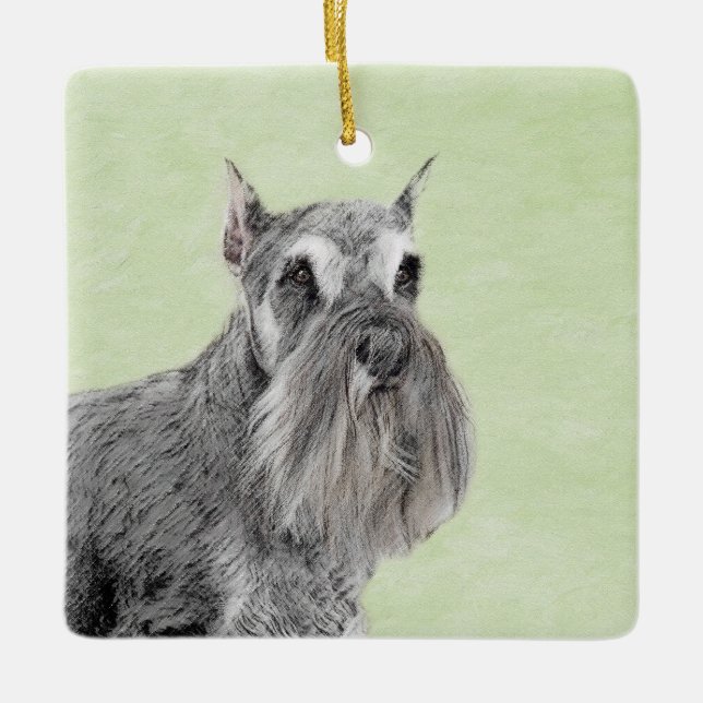 Ornamento De Cerâmica Pintura Schnauzer (Giant, Standard) - Arte Canina (Frente)