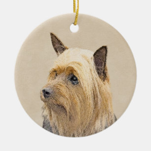 Ornamento De Cerâmica Pintura Silky Terrier - Arte Cachorro Original Cac