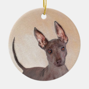 Ornamento De Cerâmica Pintura Xoloitzcuintli - Arte Cão Original Cute
