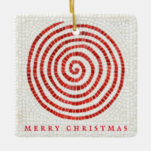 Ornamento De Cerâmica PINWHEEL MOSAIC Cerâmica Quadrada Ornamento + Text