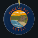 Ornamento De Cerâmica Pipa Beach Brazil Viagem Art Vintage<br><div class="desc">Pipa Beach num estilo de arte vetorial. Pipa Beach é uma das praias mais famosas do Brasil. Localizada ao lado de Natal,  capital do Rio Grande do Norte.</div>