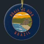 Ornamento De Cerâmica Pipa Beach Brazil Viagem Art Vintage<br><div class="desc">Pipa Beach num estilo de arte vetorial. Pipa Beach é uma das praias mais famosas do Brasil. Localizada ao lado de Natal,  capital do Rio Grande do Norte.</div>